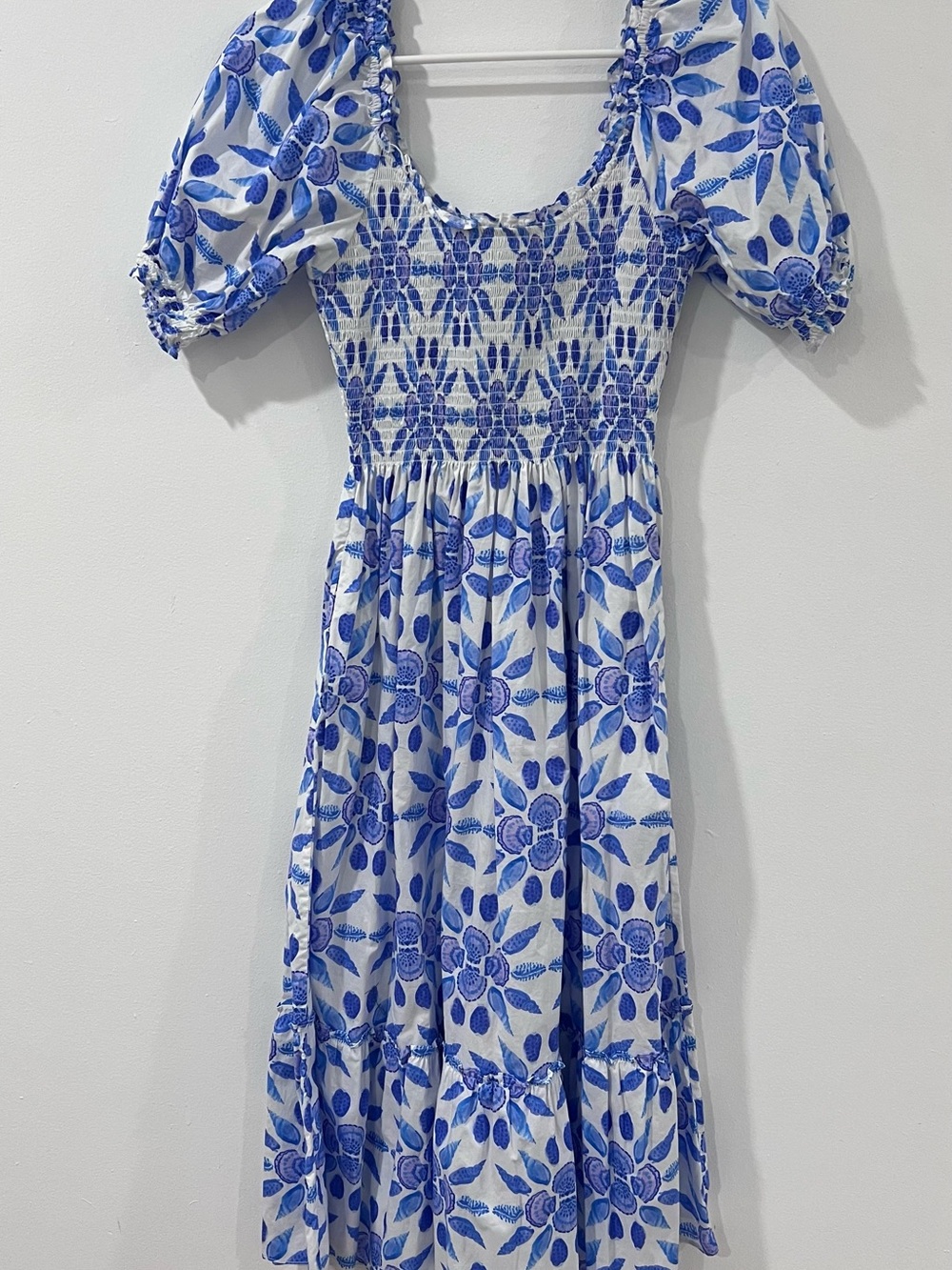 Hill House Home Blue White Floral Nap Dress S Cottagecore Puff Sleeve